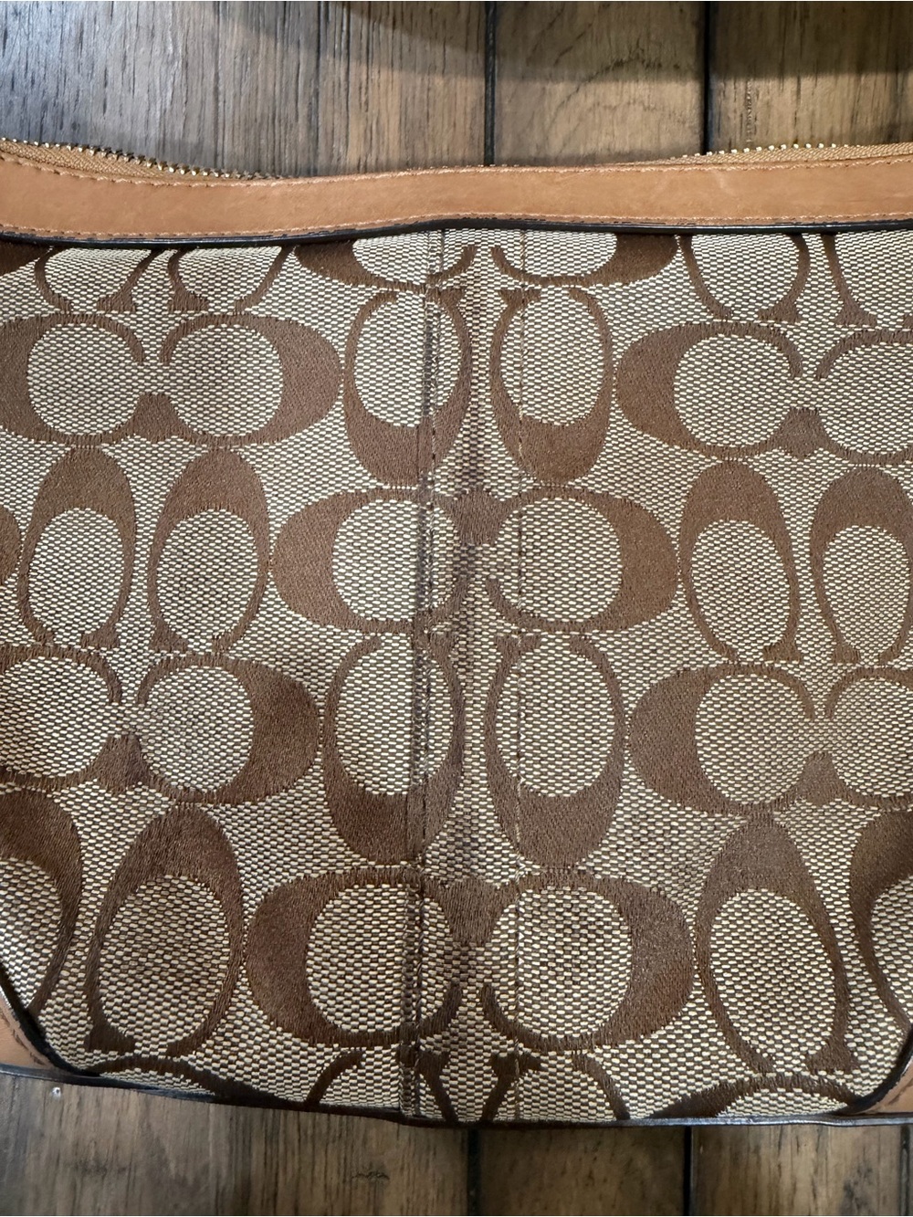 Coach Tan Signature Jacquard Crossbody with Leather Trim Authentic - Picture 8 of 16